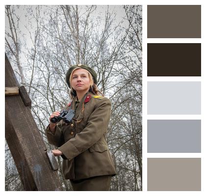Woman Vintage Officer Military Uniform Image