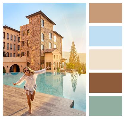 Woman Pool Flying Rich Image