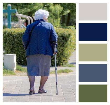 Pavement Old Woman Park Walking Image