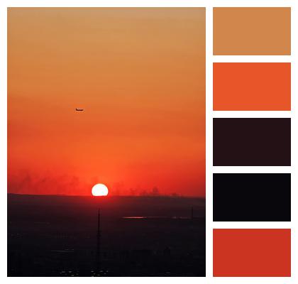 Sky Sunset Airplane Image