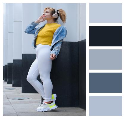 Headphones Street White Leggings Fashion Image