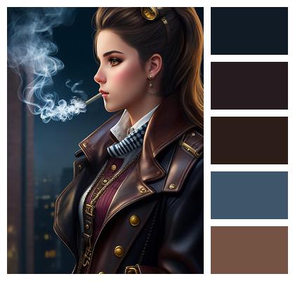 Character Portrait Steampunk Smoking Person Image