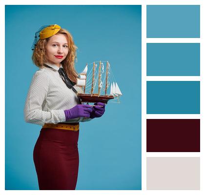 Hat Ship Model Pencil Skirt Blouse Image