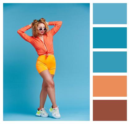 Posing Model Blouse Sunglasses Image