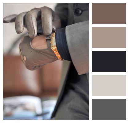 Leather Gloves Watch Minutes Hands Image