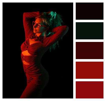 Neon Light Posing Tight Dress Style Image