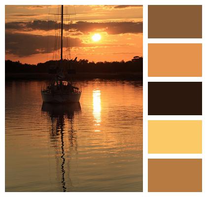Sunset Yacht Landscape Image
