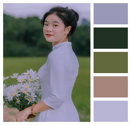 Ao Dai Flowers Woman Style Image