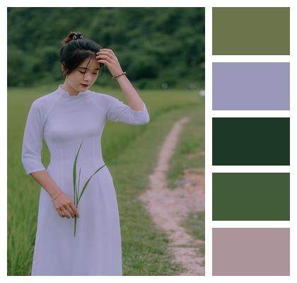 Field Style Woman Ao Dai Image