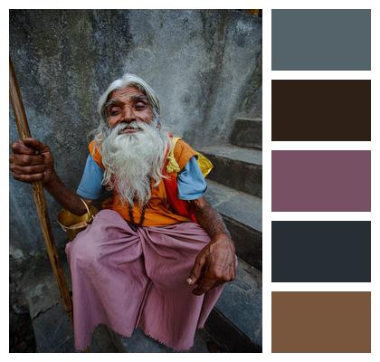 Old Man Kathmandu Nepal Buddhist Image