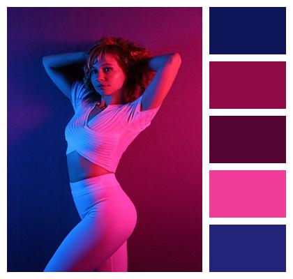 Young Woman Sporty Style Crop Top White Leggings Image