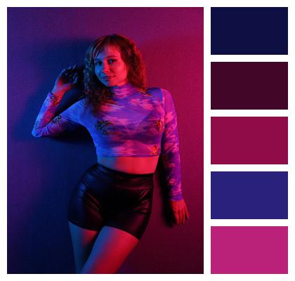 Club Style Young Woman Blouse Neon Image