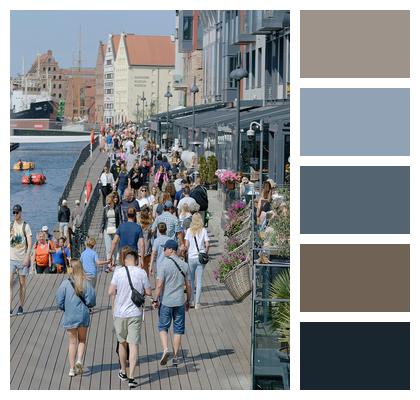 Terrace Street Pedestrian Tourists Image