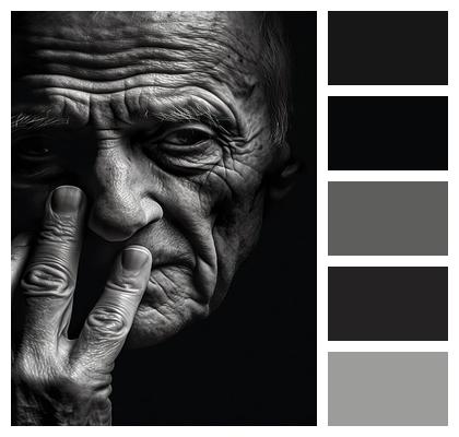 Monochrome Man Old Face Image