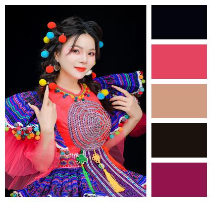 Model Woman Portrait Traditional Costume Image