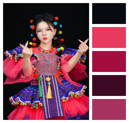 Model Asian Vietnamese Traditional Costume Image
