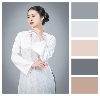 Portrait Beautiful Girl Traditional Costume Asian Woman Image
