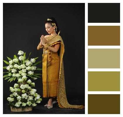 Asian Fashion Model Traditional Costume Image