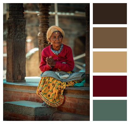 Red Clothes Elderly Nepal Nepal Image