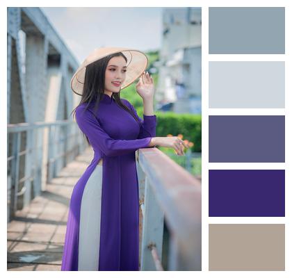 Traditional Woman Purple Costume Image