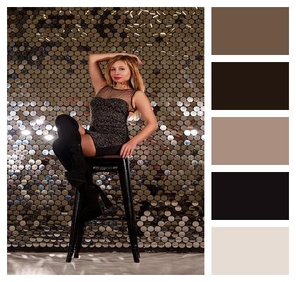 Sequins Sparkle Pose Mirrors Image