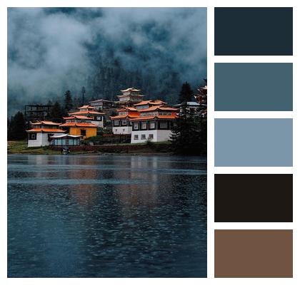 West Sichuan Houses Temple Scenery Image
