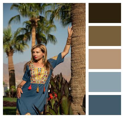 Arab Dress Palm Model Egyptian Dress Image