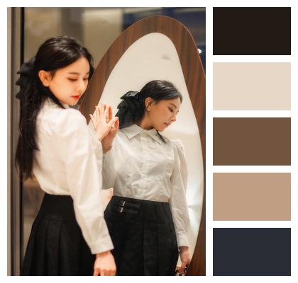 Mirror Reflection Girl Fashion Image
