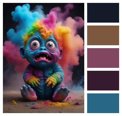 Baby Eyes Child Monster Smoke Boy Cute Colours Festival Holi Image