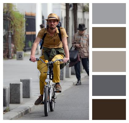 Hat Man Riding Backpack Image