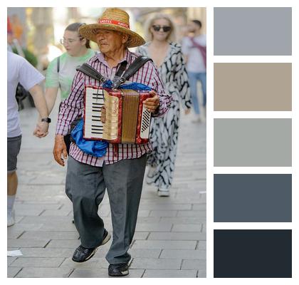 Pavement Musician Busker Walking Image