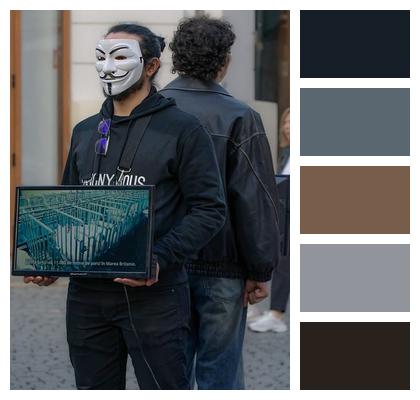 Mask Men Monitor Urban Image