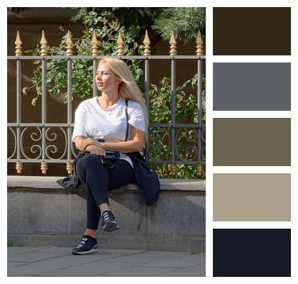Sitting Fence Relaxation Woman Image