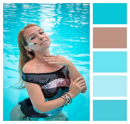 Fashion Woman Beautiful Pool Image