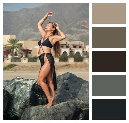 Beautiful Swimsuit Posing Woman Image