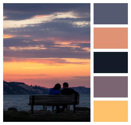 Love Couple Sunset Lake Image