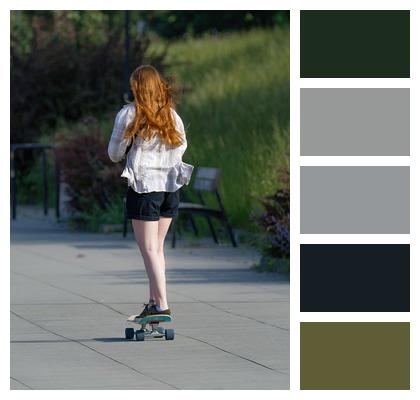 Sidewalk Outdoors Recreation Woman Image