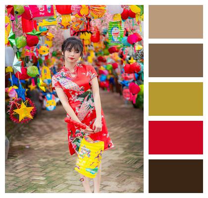 Lanterns Woman Portrait Asian Image