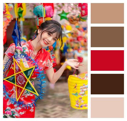 Asian Festival Colorful Lanterns Image