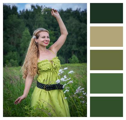Model Portrait Country Girl Wildflowers Image