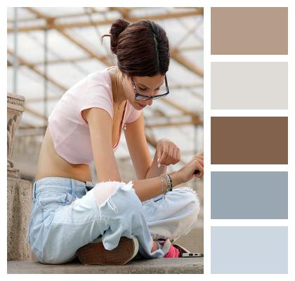 Jeans Girl Building Glasses Image