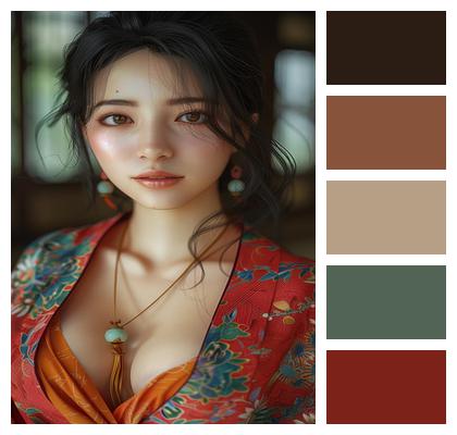 Beautiful Kimono Portrait Woman Image