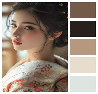 Beautiful Japanese Model Kimono Image
