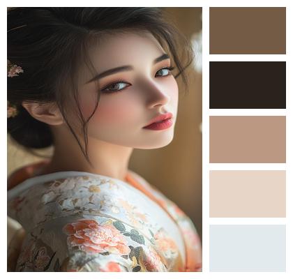 Japanese Kimono Pose Beautiful Image