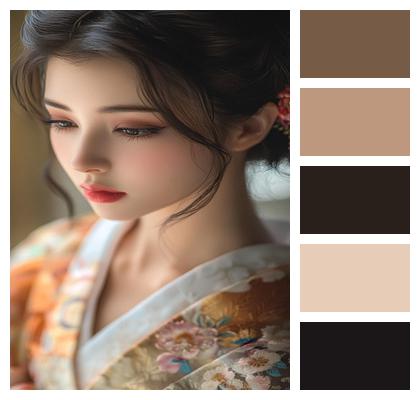 Woman Kimono Pose Japanese Image