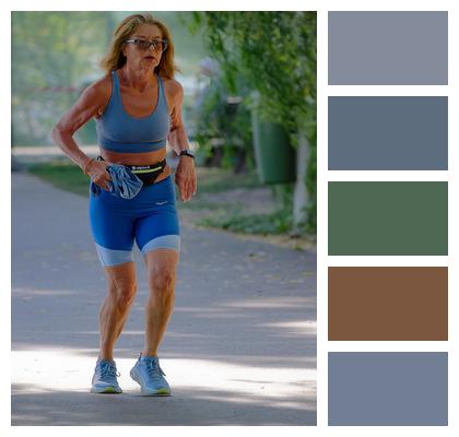 Running Woman Jogging Park Image