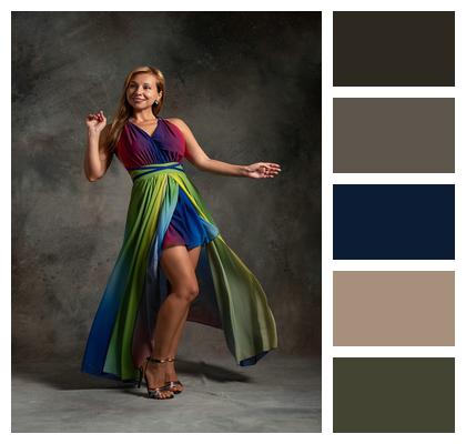 Woman Fashion Blonde Evening Dress Image