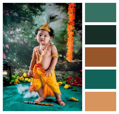 Toddler Lord Ram Krishna India Image