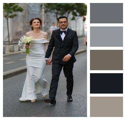Lifestyle Newlyweds Outdoors Couple Image