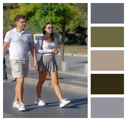 Lifestyle Sidewalk Young Couple Image